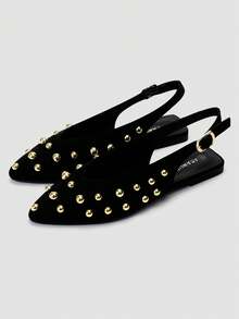 ADAMUMU New Women's High-End Fashion Comfortable Sequin Flat Shoes, Cute For Daily Wear, Spring/Summer Holiday - Black - View 2