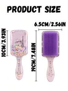 Set de 7 piezas que incluye peine cuadrado y botella rociadora, peine de plástico antiestatico con estampado de la Torre Eiffel, pinza para el cabello portátil con diseño, botella rociadora de alta presión, adecuado para niños y niñas, tipo de cabello normal, mango duradero de ABS, diseño cuadrado lindo, kit de herramientas para el peinado - Multicolor - Ver 3