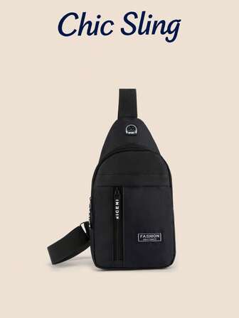 SHILAN 1. 男士休闲斜挎包，多功能带耳机孔，适合徒步、跑步和骑行，轻便单肩包