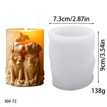 1pc Cute Puppy Shaped Silicone Candle Mold, Aromatherapy Candle Series - White - View 12