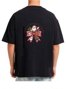 Festivo Alegre Estampado La Épocaás Maravillosa del Año Negro y Blanco Manga Corta - Suave Transpirable Algodón% 220g Ajuste Libre Camiseta Unisex Tallas S-3XL para Fiestas Navideñas Ocio Diario - Negro - Ver 6