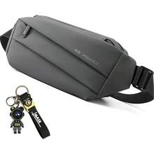 Rionera Multifuncional, Bandolera Cruzada Impermeable, Rionera Hombre, Bandolera impermeable, Llavero de regalo, Adecuado para actividades al aire libre como correr Gris - Gris - Ver 2