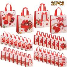 Bộ 2/5/10/20 túi tote dự tiệc Ngày Valentine, túi xách vải không dệt in họa tiết màu đỏ, túi mua sắm cho các bữa tiệc, đám cưới, sinh nhật, quà tặng cho các cặp đôi. - Nhiều màu - Xem 1