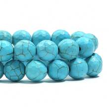 1 pièce Perles de turquoise bleue à facettes multiples de 4 à 12 mm, pour bracelets, colliers et création de bijoux. Perles de turquoise pour le DIY de bijoux - Bleu azur - Voir 7