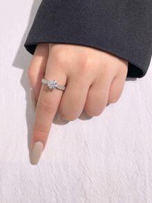 1枚1克拉六爪镶嵌星光皇后莫桑石结婚戒指，S925纯银闪耀优雅订婚戒指、承诺戒指、周年纪念戒指、女士珠宝礼物、圣诞礼物 - 六爪莫桑環-1ct - 查看 4