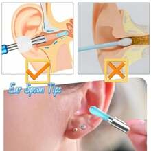 100 Pcs Silicone Ear Spoon Tips Ear Cleaner Otoscope Replacement Accessory Set Reusable Pick Ear Wax Removal Tips Kit For Ear Camera Family Adults Baby Ear Health Care - As Pic - View 2