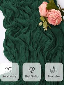 1/6 件装翡翠绿纱布桌旗，9.84 英尺（约 3 米），波西米亚风纱布桌布，118 英寸（约 300 厘米），乡村风薄纱，适用于婚礼、生日派对、婴儿派对装饰 - 墨綠色 - 查看 2