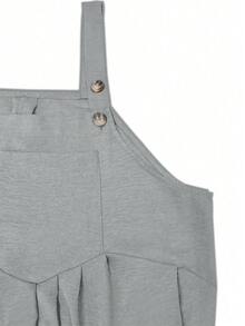 大码休闲纯色阔腿连体裤，春夏款 - 淺灰色 - 查看 7