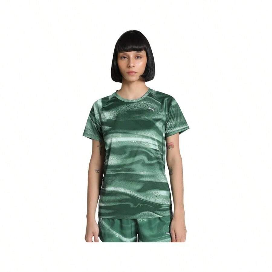 , Playera Run Velocity AOP, Mujer, Verde, Talla - inicial - Ver 1