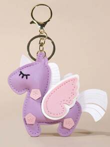 1pc Rainbow Cute Unicorn Handmade Leather Keychain - Pony Bag Charm, BFF Small Gift & Key Ring Accessory