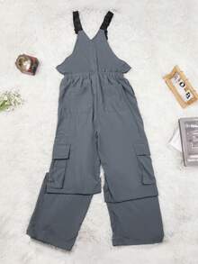 Y2K Street Grey Gesp Riem Klep Zak Zij Cargo Parachute Overall Jumpsuit - Donker grijs - Bekijken 2