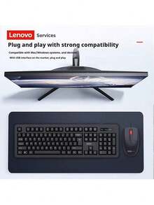 Lenovo KM101 Keyboard And Mouse Combo: Wired Mouse, Ergonomic Flat Keycaps, Silkscreened Characters That Won't Wear Off Over Time, USB Plug And Play, Suitable For Students, Offices, And Home Use. - Black - View 5