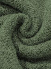 Sylvia Women's Solid Color Basic Minimalist Button-Up Round Neck Loose Soft Knit Cardigan, Suitable For Daily Commute, Work, Travel, Afternoon Tea, New Year - Green - View 8