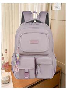 Minimalist, Unisex College-Style Backpack, Ideal For Casual Travel, School Backpack, And Travel Bag. - Màu tím - Xem 1