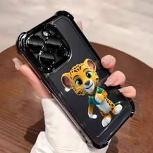 Funda para teléfono con divertido diseño de leopardo, compatible con teléfonos ,  17,  16 Pro Max,  15 Pro Max,  13 y  12. Fabricada en TPU, ofrece protección contra golpes y caídas. Un regalo perfecto para niños, amigos, cumpleaños y ocasiones especiales. - Negro - Ver 3