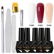Set de 10 piezas de herramientas de modelado de uñas de gel de extensión rápida de color rosa desnudo FOUR LILY, esmalte de uñas UV LED desmontable de 10ml - Multicolor - Ver 11