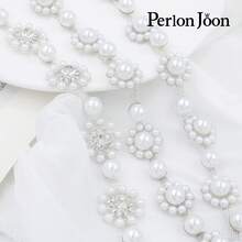 1 Yard Pearl Rhinestone Trim Chain Silver Crystal Diamond Beaded For Sewing Clothing Cake Cup Blazer Dresses Decoration - Silver-2 - View 9