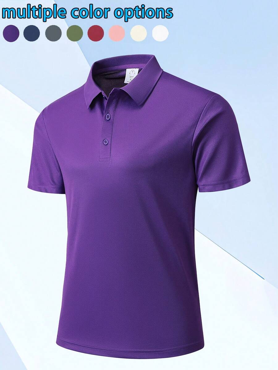 男士运动Polo衫 短袖 速干 户外商务休闲 透气T恤 夏季 - 紫色 - 查看 1