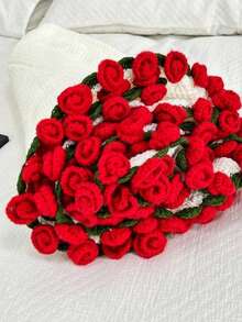 Crochet Floral Bouquet Pattern Blanket, Handmade Crocheted Rose Throw Blanket, Suitable As Sofa Shawl, Romantic Gift For Valentine's Day, Wedding, Anniversary, Women - Multicolor - View 13