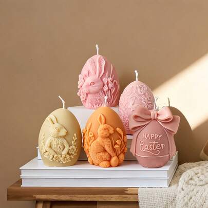 3D Easter Egg Rabbit Silicone Mold DIY Rabbit Shaped Gypsum Resin Figurine Making Mold Easy Clean Reusable Irregular Shape Easter Decoration Gift