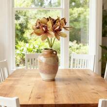 Artificial Orchid Faux Flower Bouquet Fake Flowers With Stems For DIY Bouquet Table Centerpieces Wedding Party Home Decor - 紅棕色 - 查看 4