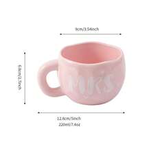 1/2个 285毫升/9.5盎司 先生和太太陶瓷咖啡杯，黑色和粉色手工不规则瓷质茶杯，适用于抹茶、拿铁、牛奶等，情侣杯，结婚纪念日、订婚、情人节礼物，男女皆宜。 - 彩色 - 查看 4