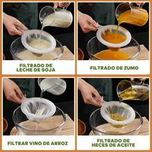 ¡RecomendadoColador de Malla de Nailon Fino de 3 Piezas Colador de Malla de Plástico con Asa Malla 100/200/400 Colador de Cocina de Plástico con 1 barra de prensado Adecuado para Filtrar Jugo Leche Café Miel Vino¡Top de Temporada - 1 - Ver 3