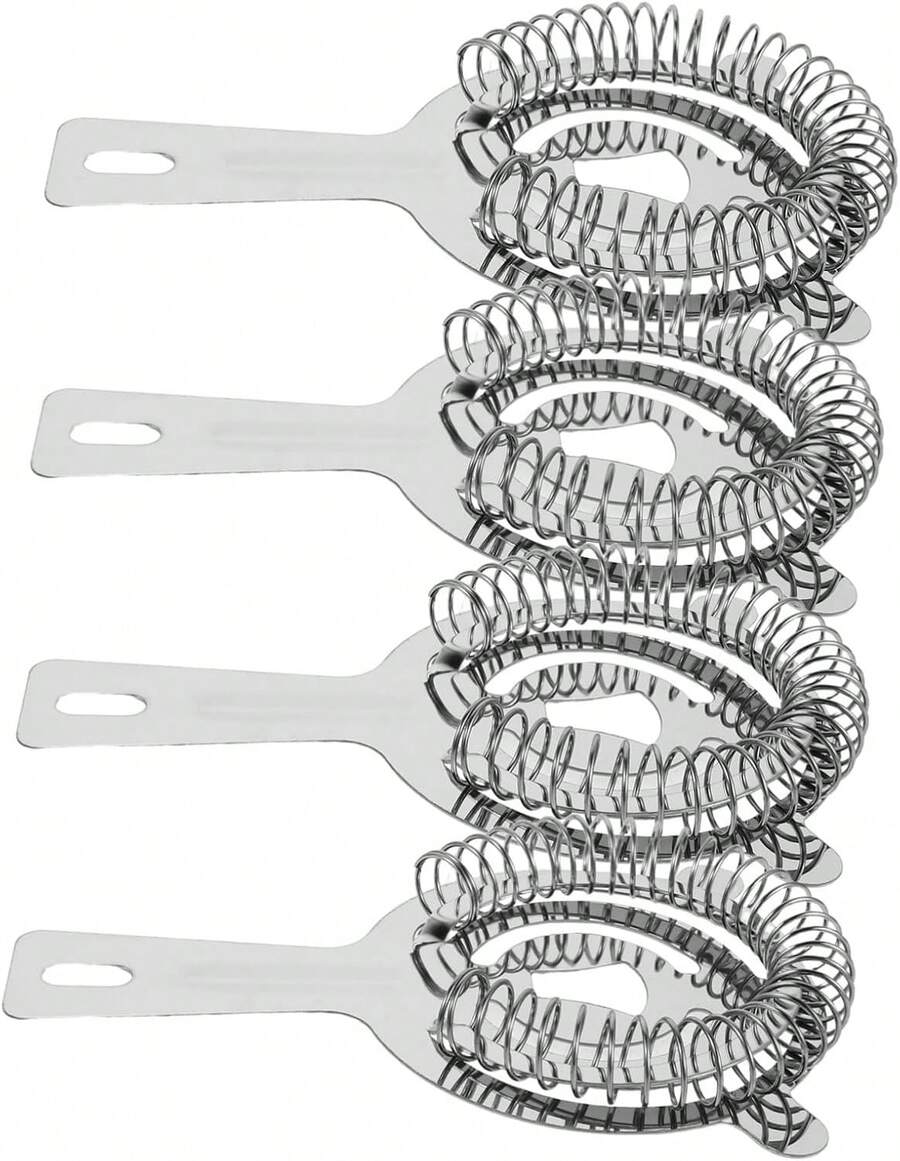 Gadpiparty 4 Piezas Colador de Barra de Acero Inoxidable con Fina para Filtrar Cócteles Equipo de Bar Profesional Ergonómico para Uso Fiestas y Hogar - 1 - Ver 1