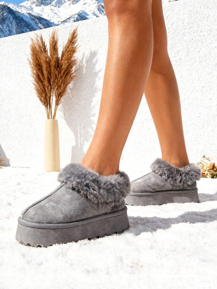 Botas de nieve para mujer de alta calidad con forro térmico básicas y clásicas para otoño e invierno cómodas ideales para uso diario y trabajo perfectas para tus días de descanso y vacaciones - Gris - Ver 1