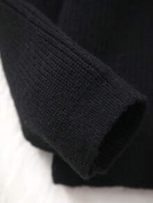 Infant Girls' Knitted Embroidered White Lace Collar Cardigan Sweater, Suitable For Casual Wear Or Outings - Black - View 5