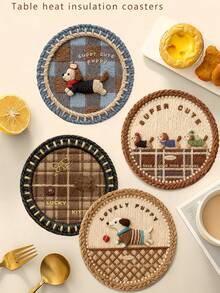 1 miếng lót cốc dệt thủ công kiểu INS hoạt hình dễ thương - Thảm chịu nhiệt 3D, thấm hút nhanh khô, chống trơn trượt, đa năng dùng cho mặt bàn, lót nồi và đạo cụ chụp ảnh, thích hợp cho nhà bếp, phòng ăn, văn phòng, trang trí món ăn, chống bỏng cho cốc/bát/đĩa. - Nhiều màu - Xem 1