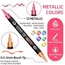 Bộ bút vẽ acrylic 24/48/72/96/144 màu, 12/24/36 chiếc, bút vẽ acrylic hai đầu với đầu cọ mảnh, thích hợp vẽ trên đá, vải bố, đá, gỗ, thủy tinh, giấy, nhựa, đồ dùng thủ công DIY, đồ dùng mỹ thuật cho năm học mới. - Nhiều màu - Xem 5