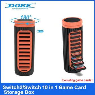 iplay Portable 10-In-1 Switch Gaming Card Storage Box Equipped With 360° Rotating Storage, Switch Game Card Case Compatible With N-Switch/Switch 2 Games & Micro SD Cards-Black