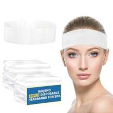 YQQ 50 diademas desechables para spa elásticas antideslizantes para la cabeza facial de spa bandas para el cabello a granel para el cuidado de la piel lavado de la cara maquillaje facial9394 - Blanco - Ver 1