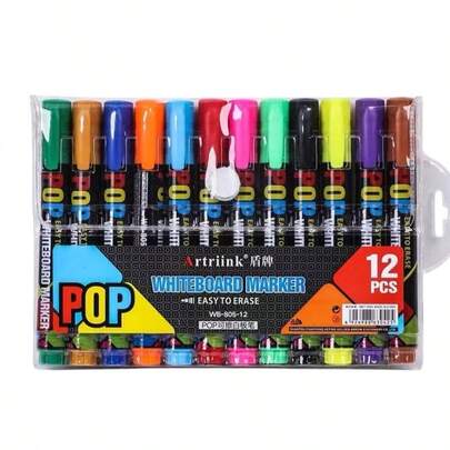 Whiteboard Erasable Marker, Smooth Writing, Easy To Erase, Ideal For Classroom, Suitable For Decorative Notebooks, Collage Materials, Scrapbooks, Diaries, Journals, Handmade Crafts, School Supplies For Back-To-School Season, Winter Items, Thanksgiving, Christmas, Saudi National Day, Birthdays, Holidays, Gifts For Boyfriends/Girlfriends, And Adults.