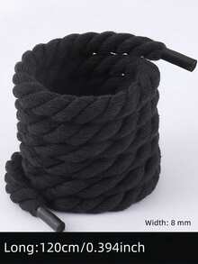 1 对（2 件）8 毫米手工 3 股编织扁平鞋带，彩色和黑色简约复古时尚风格，DIY 加厚装饰鞋带和拉绳