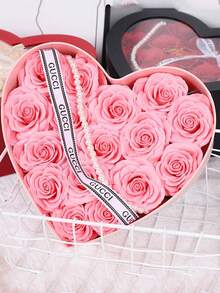 心形蝴蝶结窗口礼盒，透明PVC皂花盒，带盖心形礼盒，附赠丝带和透明盒，适用于父亲节、母亲节、情人节、生日、情侣等各种场合，家居、居家生活、活动派对用品、礼品包装、礼盒 - 彩色 - 查看 7