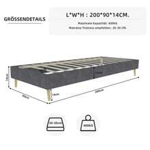 Modern Minimalist Bed Frame, 90x200 Cm, Grey, Dutch Velvet Fabric, Low-Profile Base, Modern Style Bedroom Furniture. Excludes Gas Lift, Headboard, And Mattress. - Grey - View 2