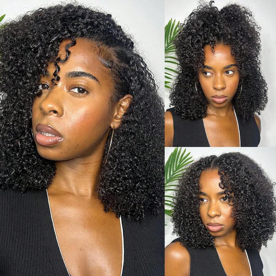 EAYON HAIR Tight Curly Crochet Human Hair Extensions Feather Line Crochet Hair Pre-Seperated Knotless Human Crochet Hair Multi-Textured Kinky Curly Human Hair Natural Color 14-22 Inch 100 Strands - 自然色 - 查看 1