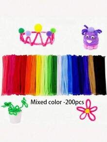 400/525pcs Floral Craft Supplies, Bulk Chenille Stems, Craft Set For DIY Flower Bouquet Packaging Party Decoration (Pink)