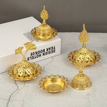 1个/5个金色开斋节镂空迷你香炉，适用于斋月、开斋节派对DIY家居装饰香炉支架 - 彩色 - 查看 7