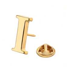 1pc Gold Alloy Letter Brooch Pin - Unisex Streetwear Design, Suitable For Suits, Shirts, Jackets - Halloween, Thanksgiving, Teacher's Day, Graduation, Shirt Button Decoration, Fun Letter Badge, Smooth Surface Pin, 26 Letter Gold Brooches, 20K Plated Unisex 26 Letter Brooch Pin - Letter Brooch - View 34