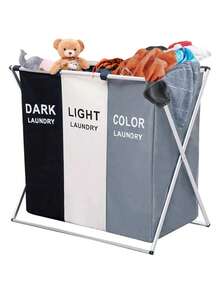 Multifunctional Foldable Laundry Basket With 3 Compartments - 彩色 - 查看 1