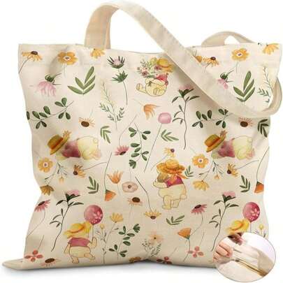 Miss Adola Canvas Tote Bag For Women – Aesthetic Canvas Bag With Zipper Cute Stylish Reusable Shoulder Totes For Shopping Work Daily Vacation, Floral Weini