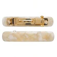 Rectangle Barrette Set Of 2 - Classic Design Everyday Wear, Ivory 3S7P - Pavlova White - View 3