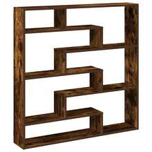 Estantería de pared vidaXL con 7 compartimentos fabricada en madera de roble ahumado. - Multicolor - Ver 6