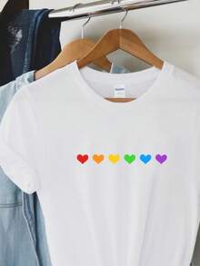 Rainbow Heart Shirt, Gay Pride Shirt, Rainbow Flag, LGBTQ Shirt, Lesbian Pride Shirt, Gay Lesbian LGBT Pride Outfit, Pride Month - 白色 - 查看 1