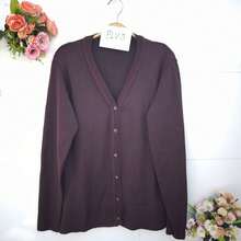 Women's Plus Size Knit Cardigan - rojo vino intenso - Ver 2
