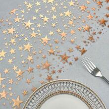 1pc 5-Star Metallic Mesh Table Runner, 28cm*275cm/500cm/1000cm, Multi-Color Options, Suitable For Weddings, Parties, Christmas, New Year, Wedding Venue, Dining Table Decor - Rose Gold - View 4