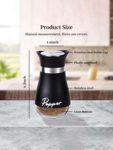 2pcs/Set Seasoning Bottle Set, Includes Salt & Pepper Shaker, Spice Grinder With Holder, 4oz Airtight Spice Jars, Functional Kitchen Accessories, Holiday Party Gift